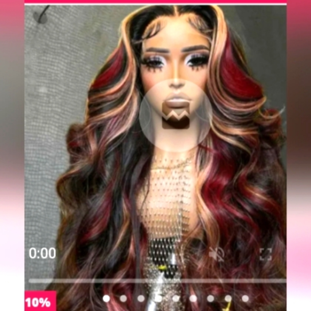Red blonde multi color human hair